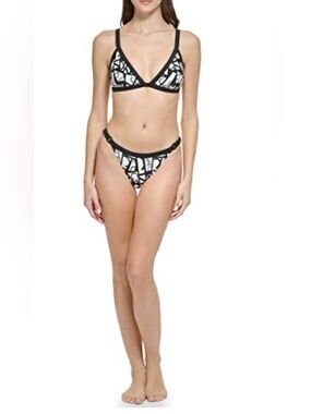 Calvin Klein Black & White Abstract Triangle Bikini